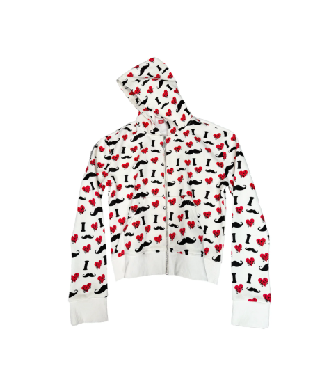 DETWONLINE™"I LOVE Mustache"Full‑Zip Hoodie Jacket