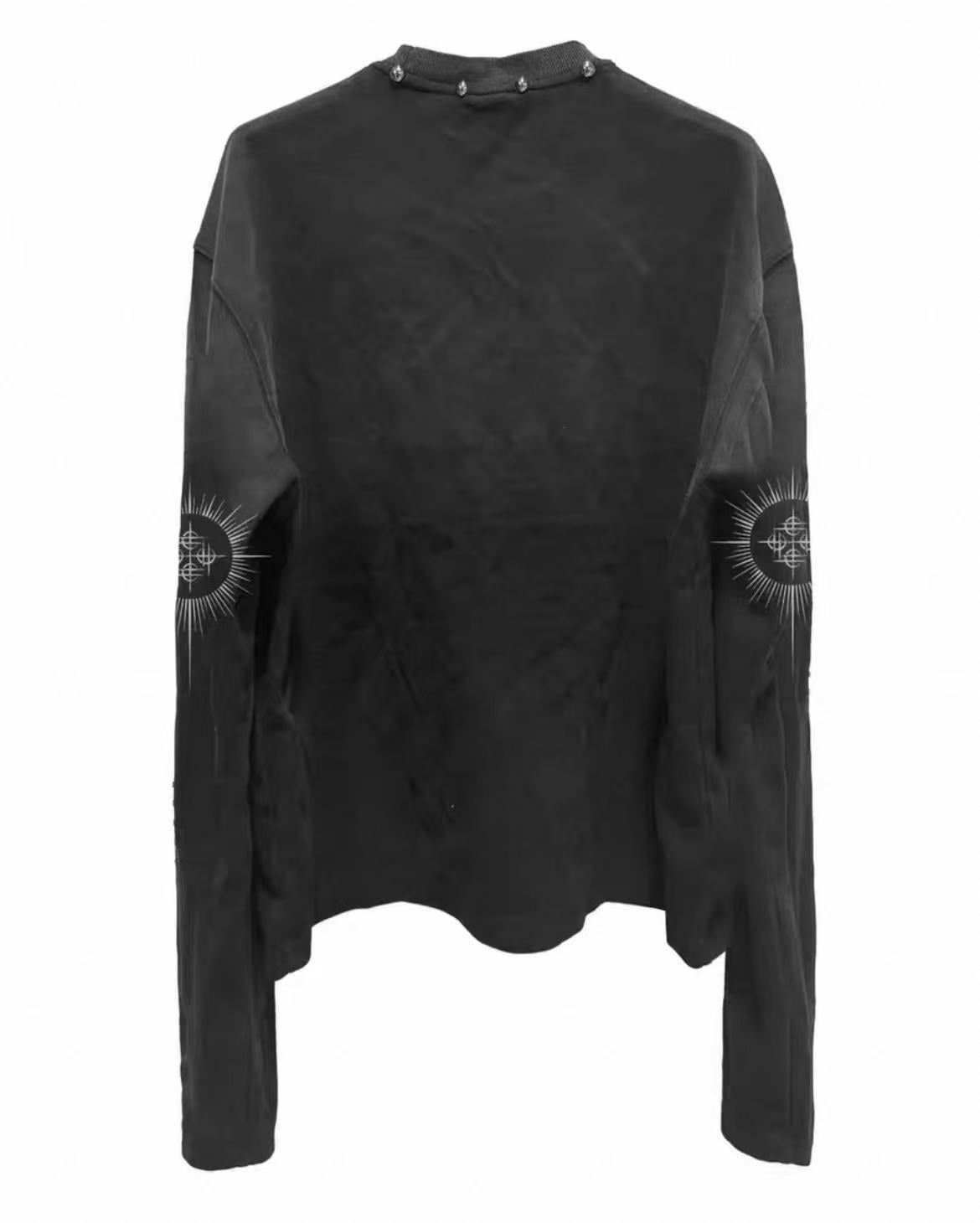 Dark Washed Studded Long-Sleeve Shirt