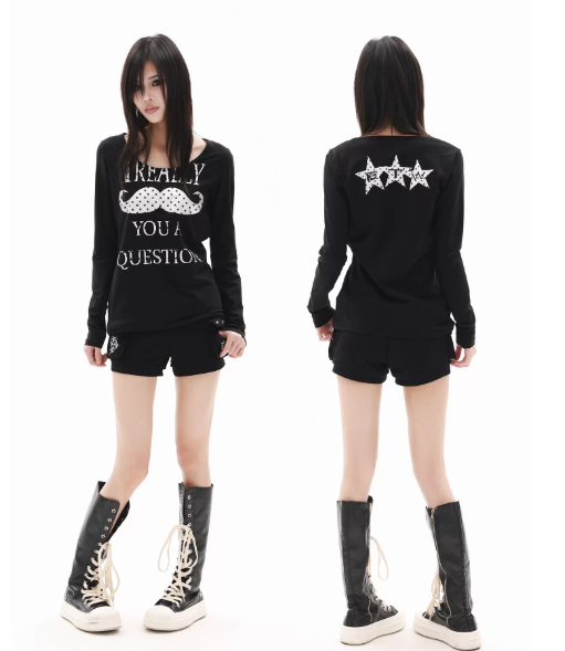 DETWONLINE™"Mustache"Long‑Sleeve Tee