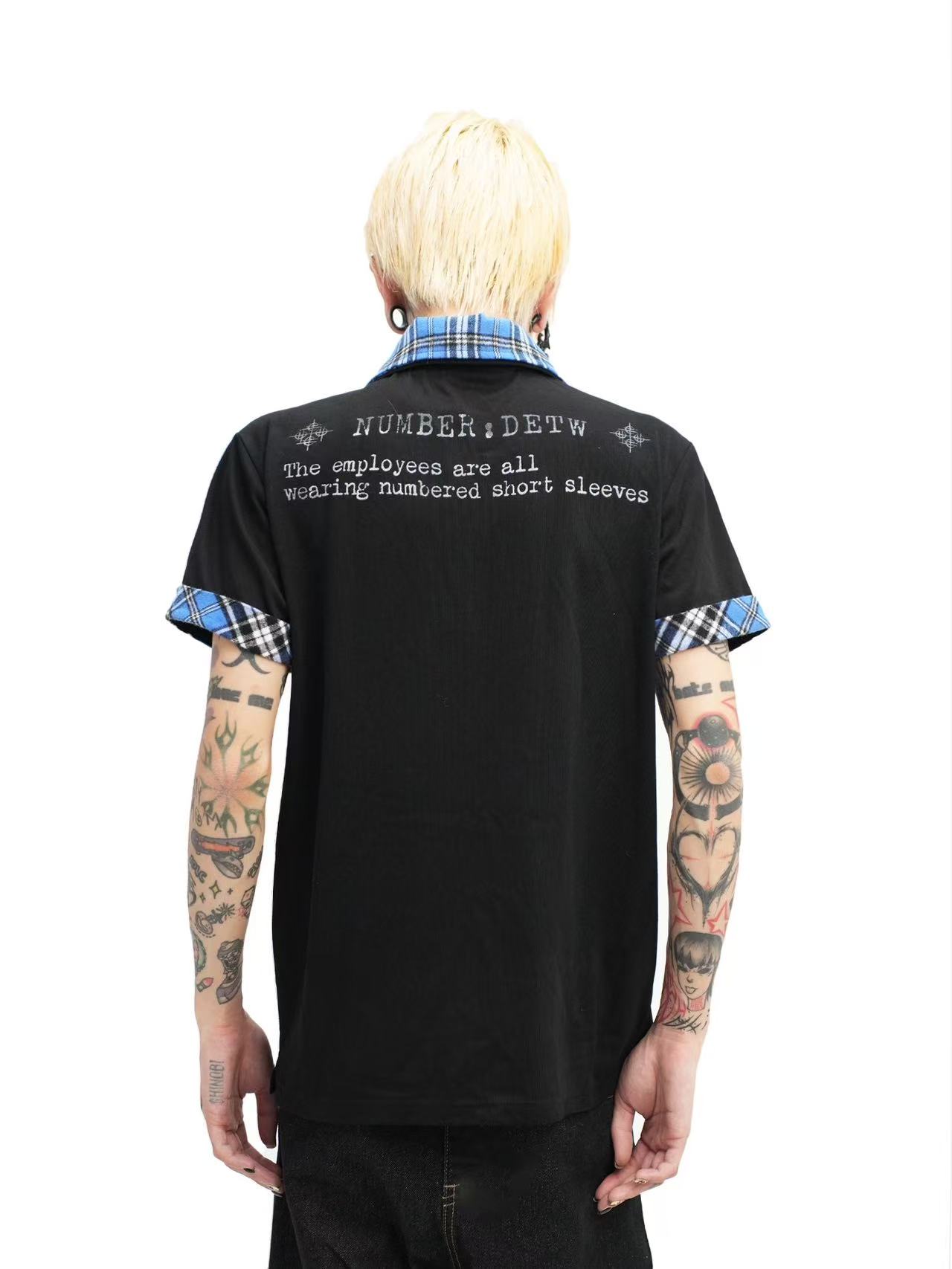 Detwonline blue checkered polo shirt