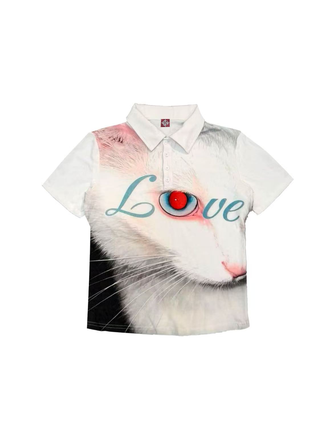 DETWONLINE™American Sweet-Spicy Cat Graphic Cropped Polo Top