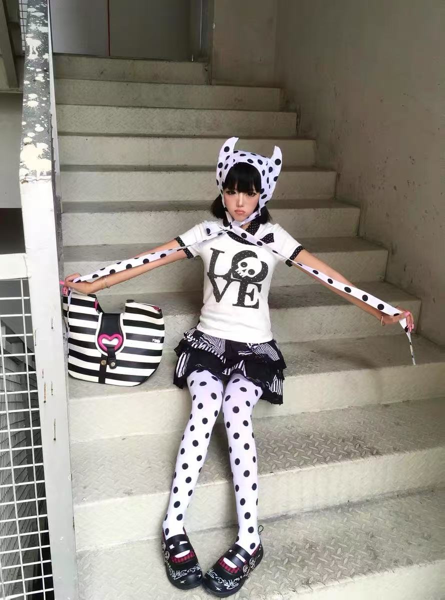 Detwonline Polka dot skull short-sleeve shirt