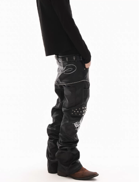 DETWONLINE™"Dark Noir"14‑oz Street Stacked Jeans