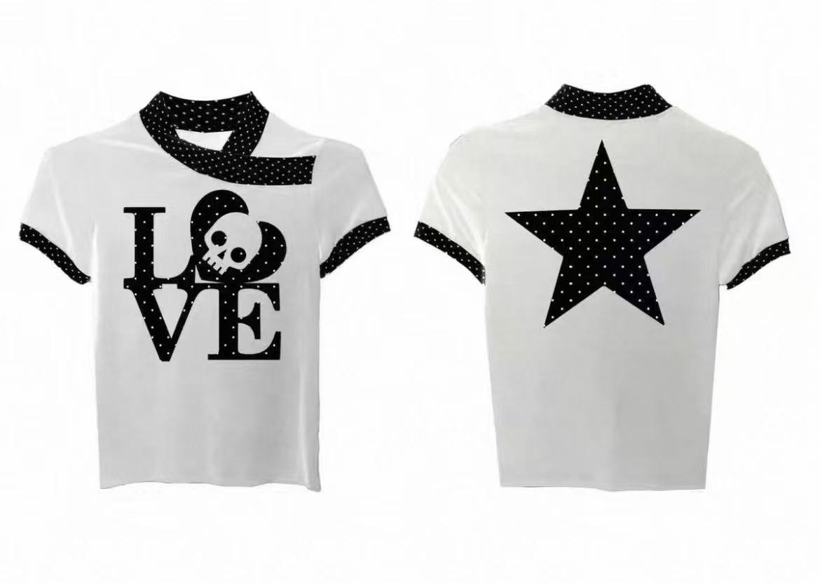 Detwonline Polka dot skull short-sleeve shirt