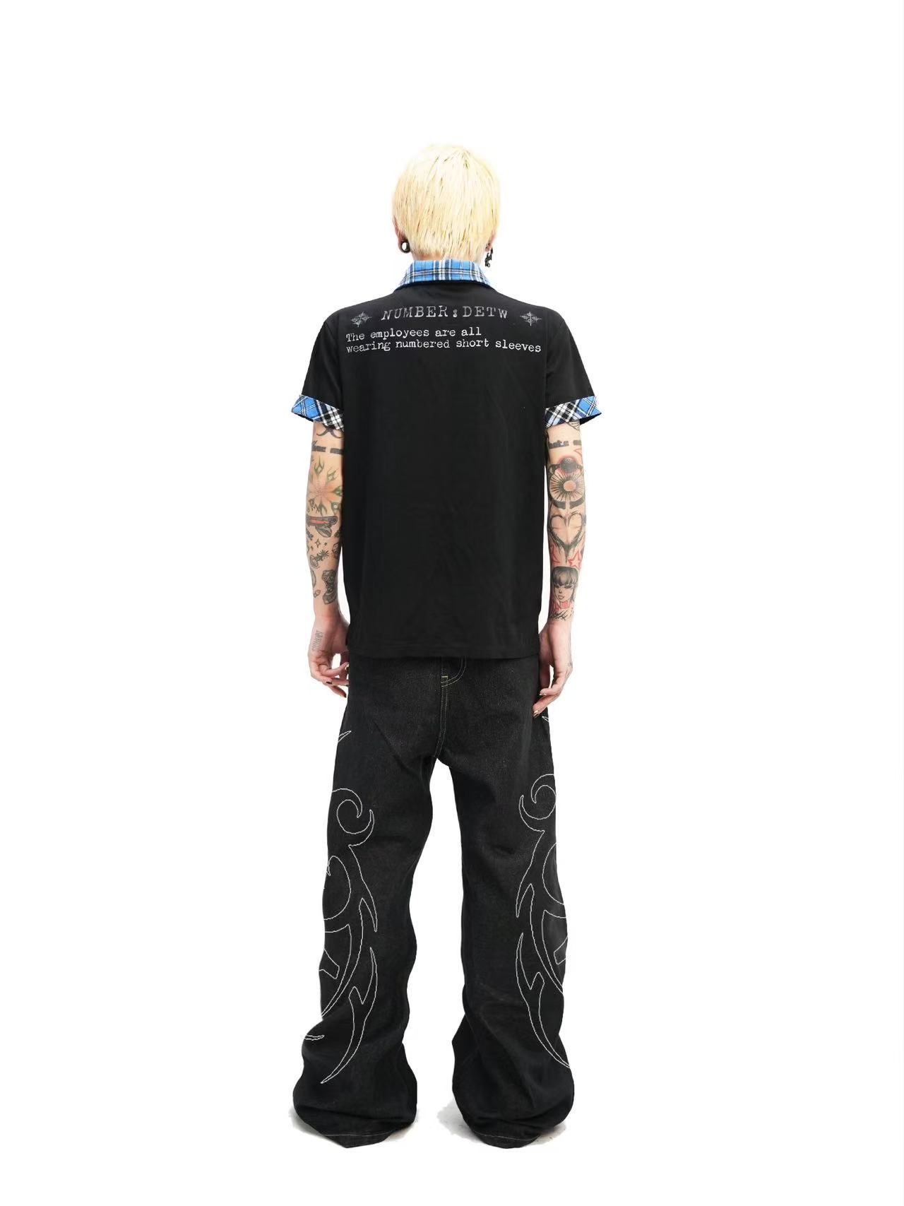 Detwonline blue checkered polo shirt