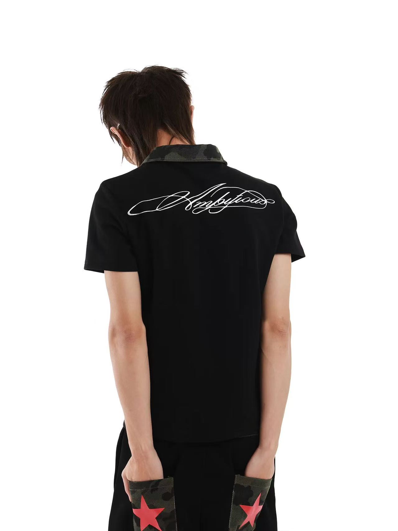 DETWONLINE™American Retro Street Crown Print Slim Polo Top