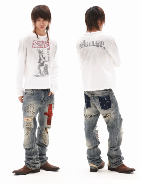 DETWONLINE™ "Cross‑Shaped Blood Stain"Jeans