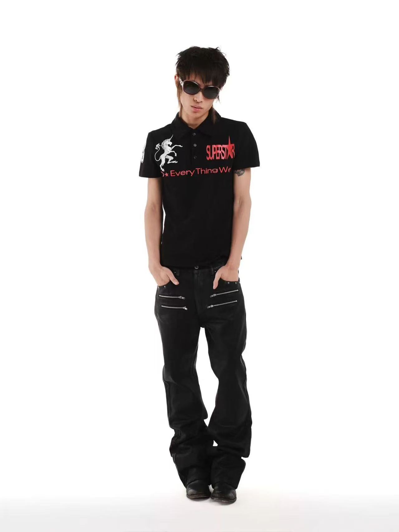 DETWONLINE™Dark Unicorn 23 Print Fitted Polo Short Sleeve
