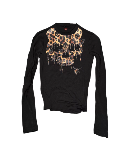 DETWONLINE™"Leopard‑Print Skull"Long‑Sleeve Tee