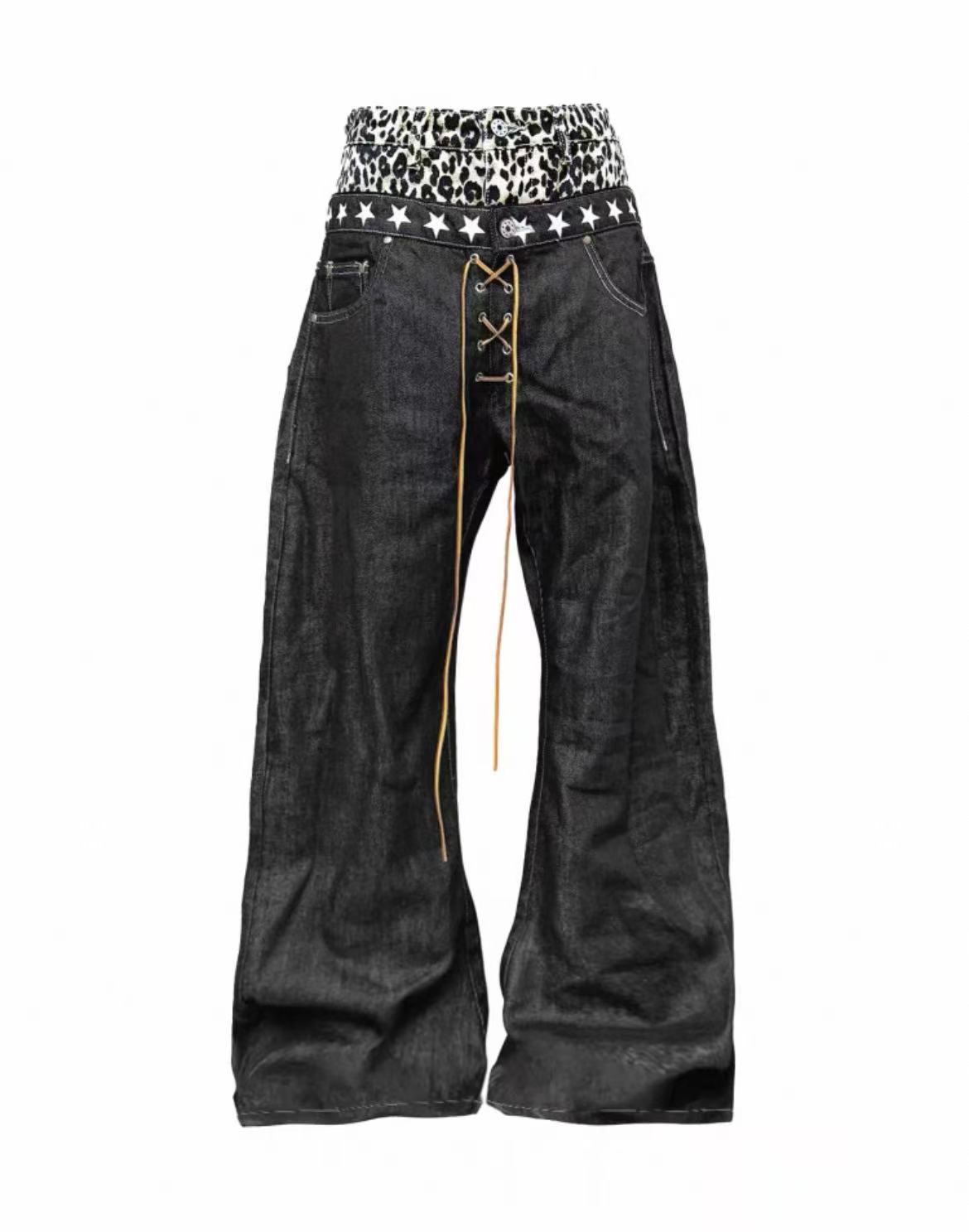 Detwonline trousers leopard print denim