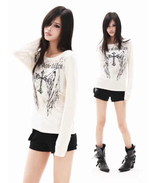 DETWONLINE™"Cross‑Angel"long‑sleeve tee