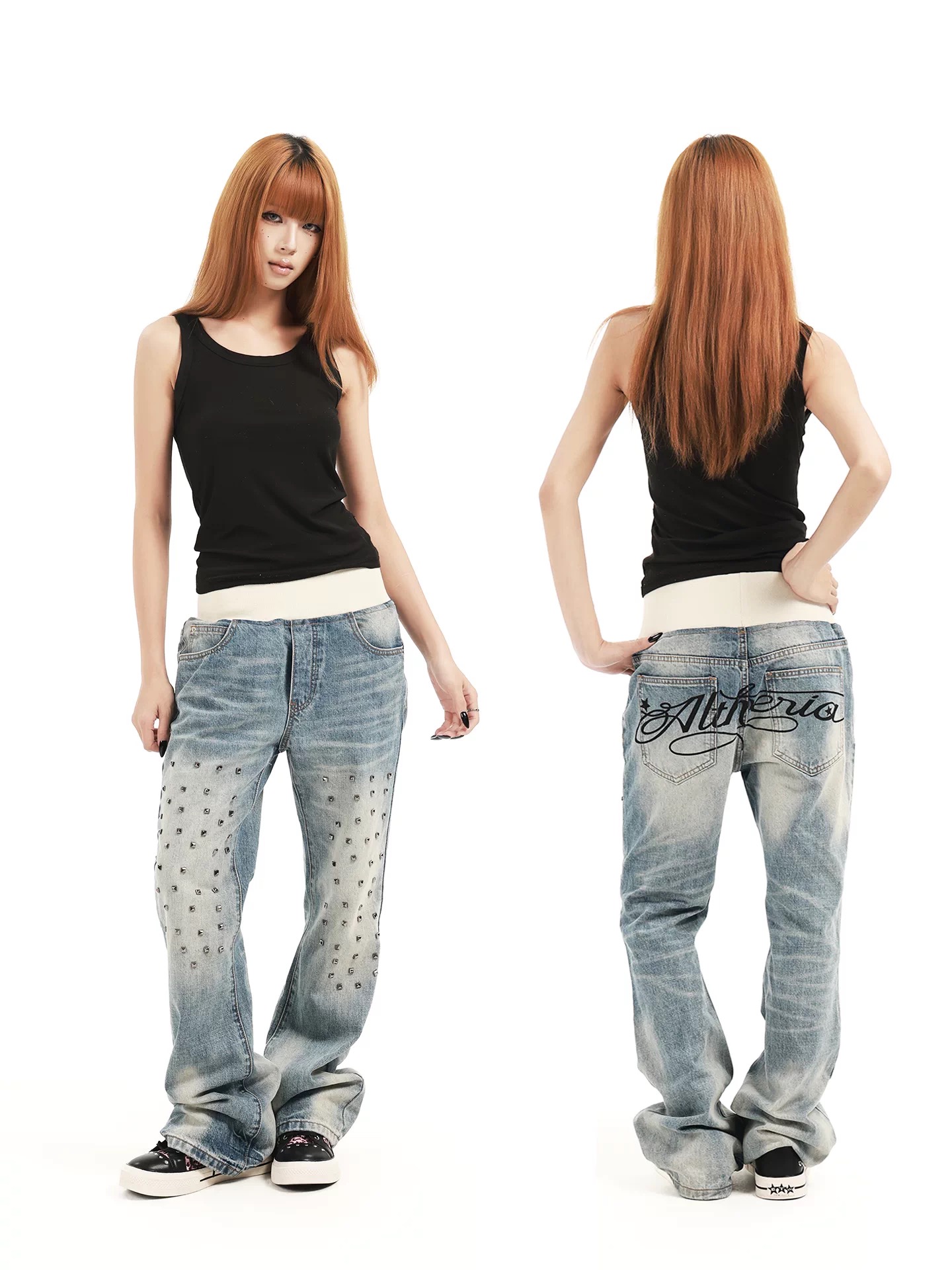 DETWONLINE™"Knit‑Waist"Slight‑Flare Jeans