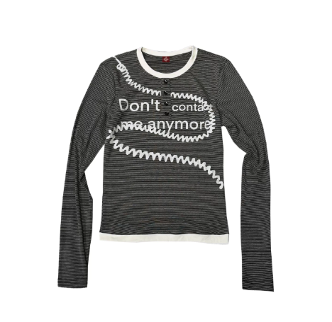 DETWONLINE™Black‑and‑White Stripes‑Women’s / Creative Slogan Long‑Sleeve Top