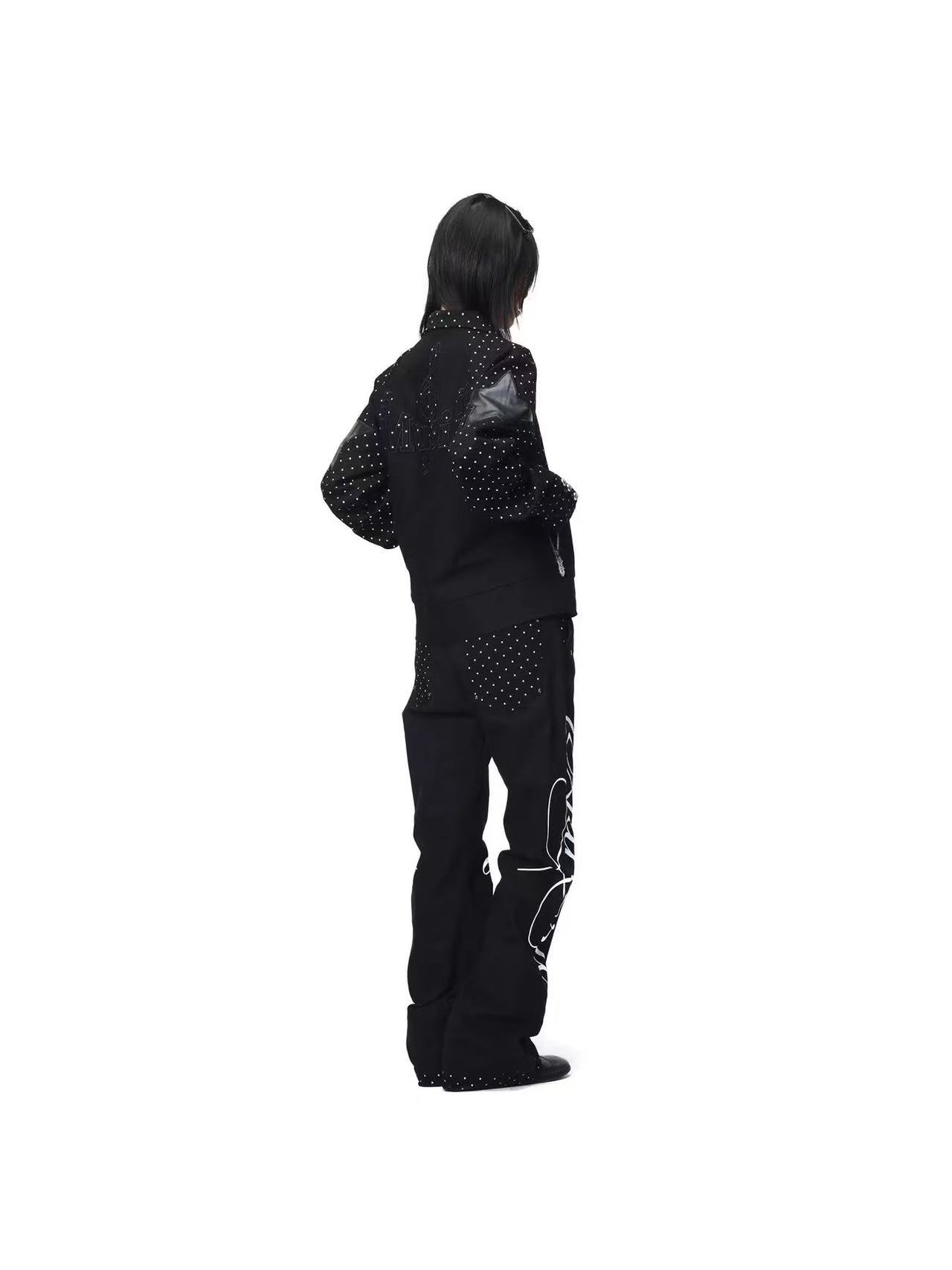 DETWONLINE™Y2K Punk Rhinestone Polka Dot Graffiti Wide Leg Jeans