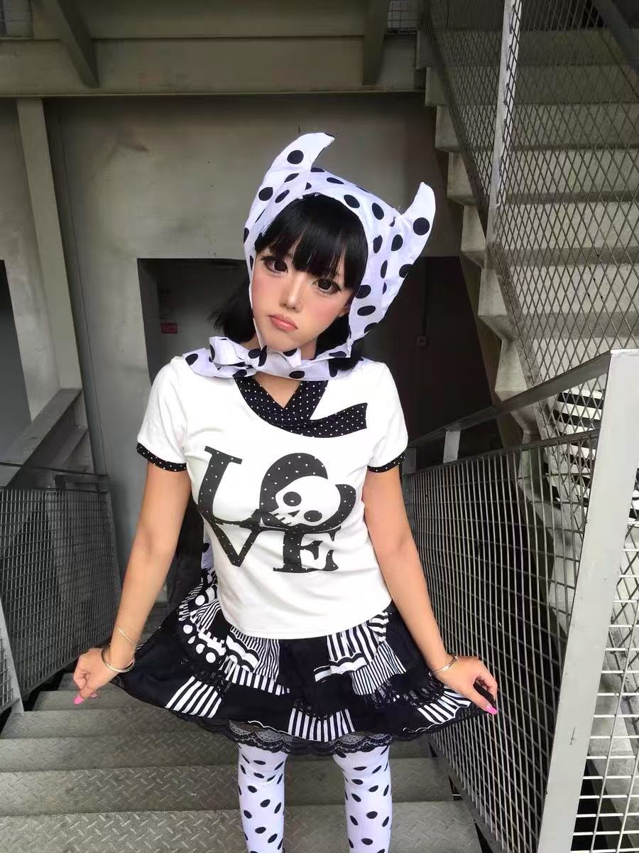 Detwonline Polka dot skull short-sleeve shirt