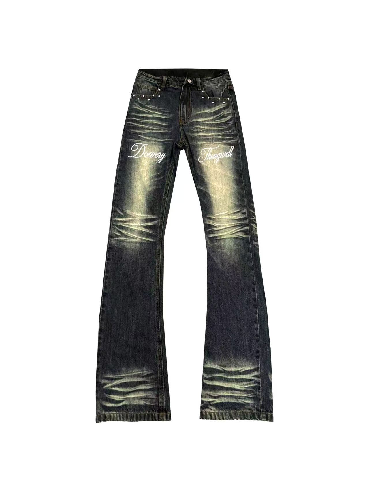 DETWONLINE™Vintage Gradient Washed Wrinkle Slim Flared Jeans