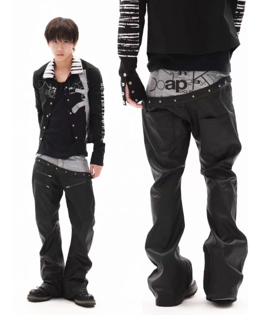 DETWONLINE™"Dark Noir"Wax‑Coated Jeans