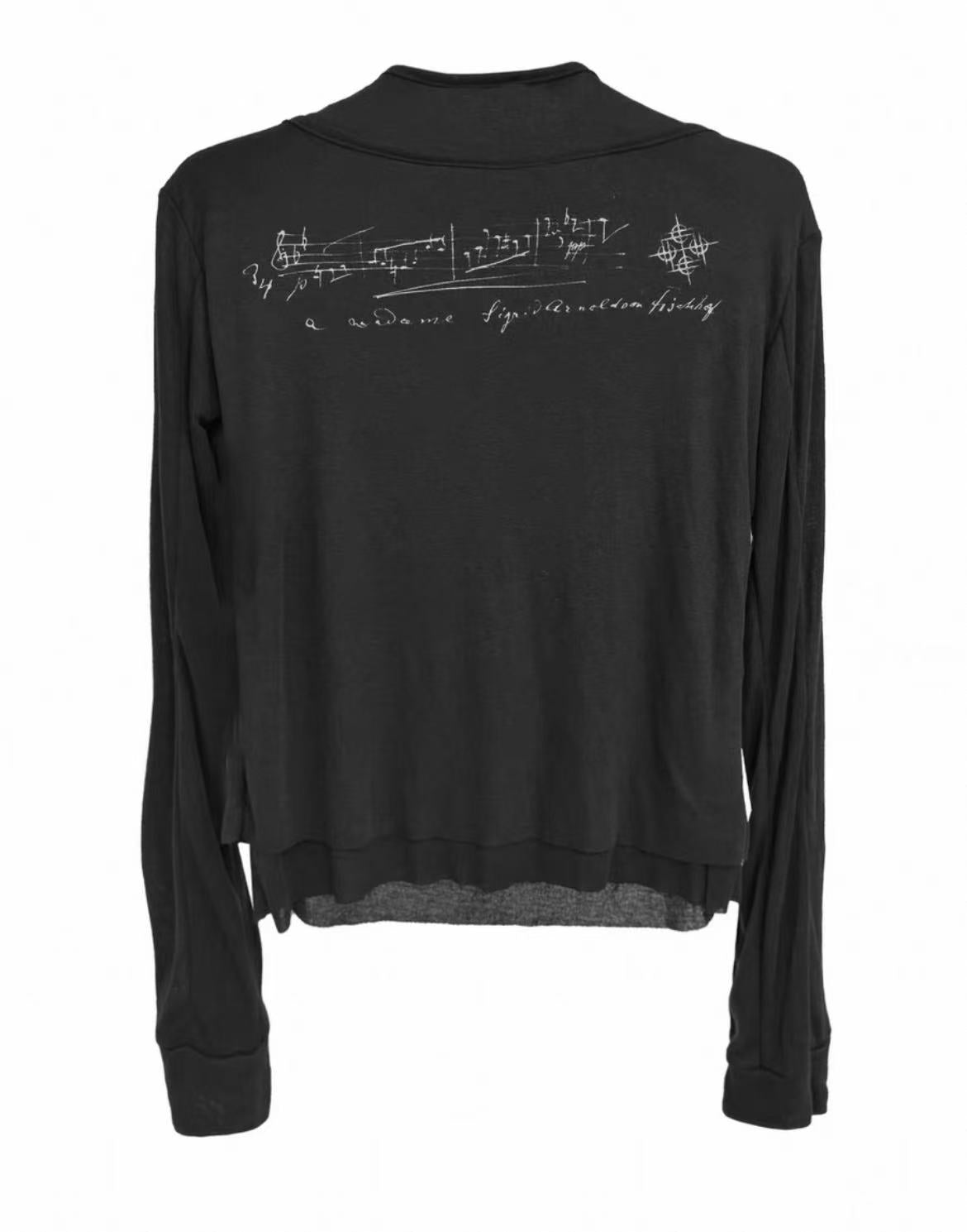 Detwonline cloth tulle  Double Layer Ribbed Mesh Round Neck Long Sleeve