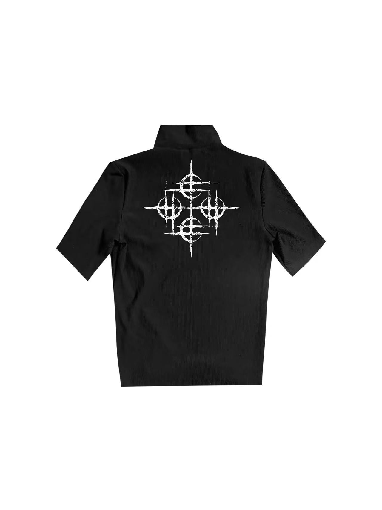 DETWONLINE™Unisex Minimalist Dark High Neck Short Sleeve Top