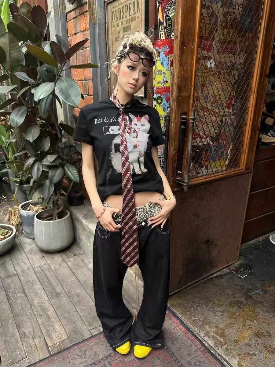 Detwonline trousers leopard print denim