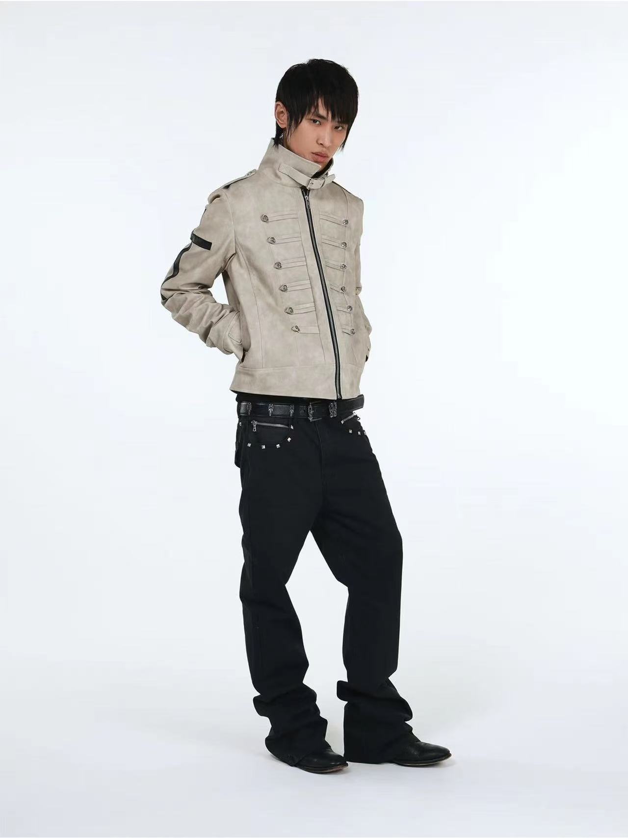 DETWONLINE™Snake pattern rivet jeans