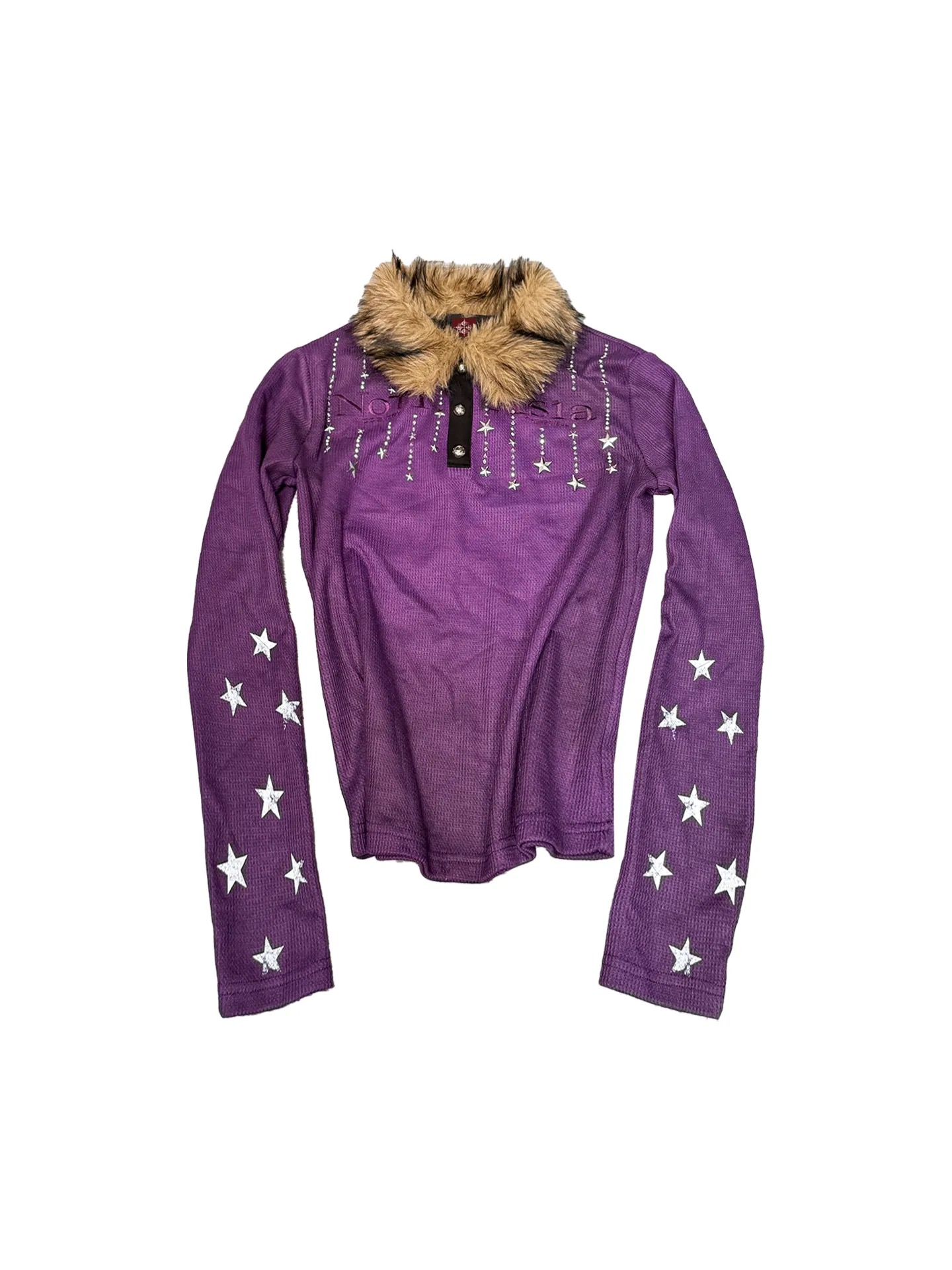 DETWONLINE™"Washed‑Dip‑Dyed Purple"Long‑Sleeve Polo Shirt