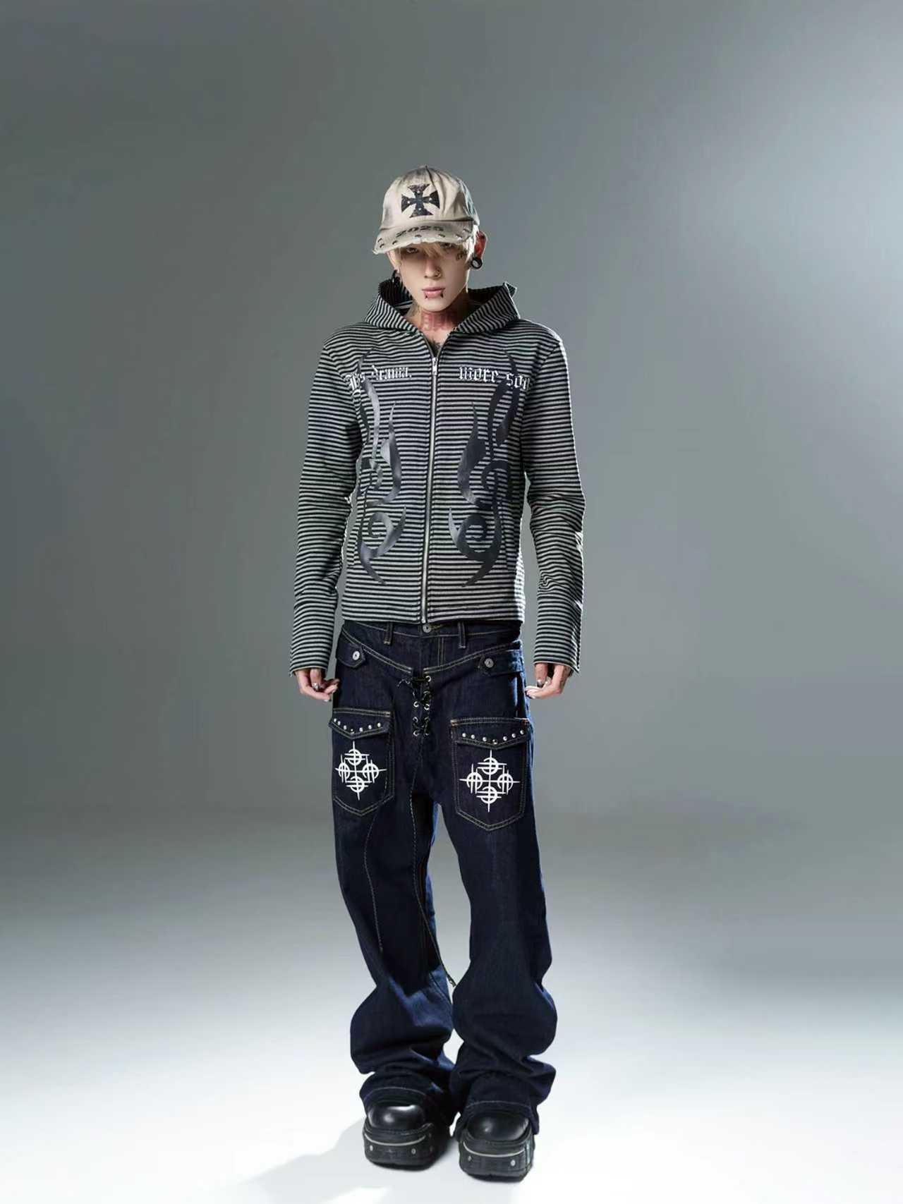 Striped Zip-Up Hoodie