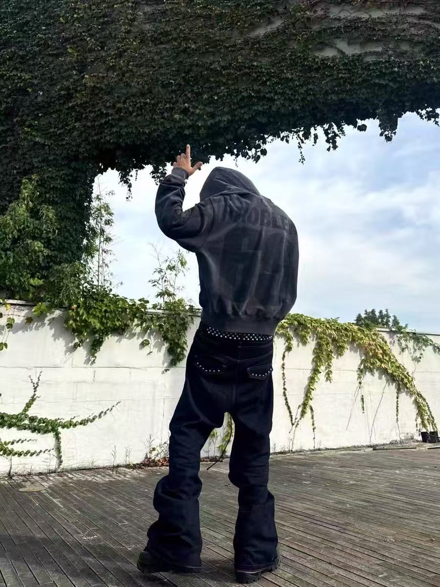 DETWONLINE Double - Waistband Drawstring Jeans