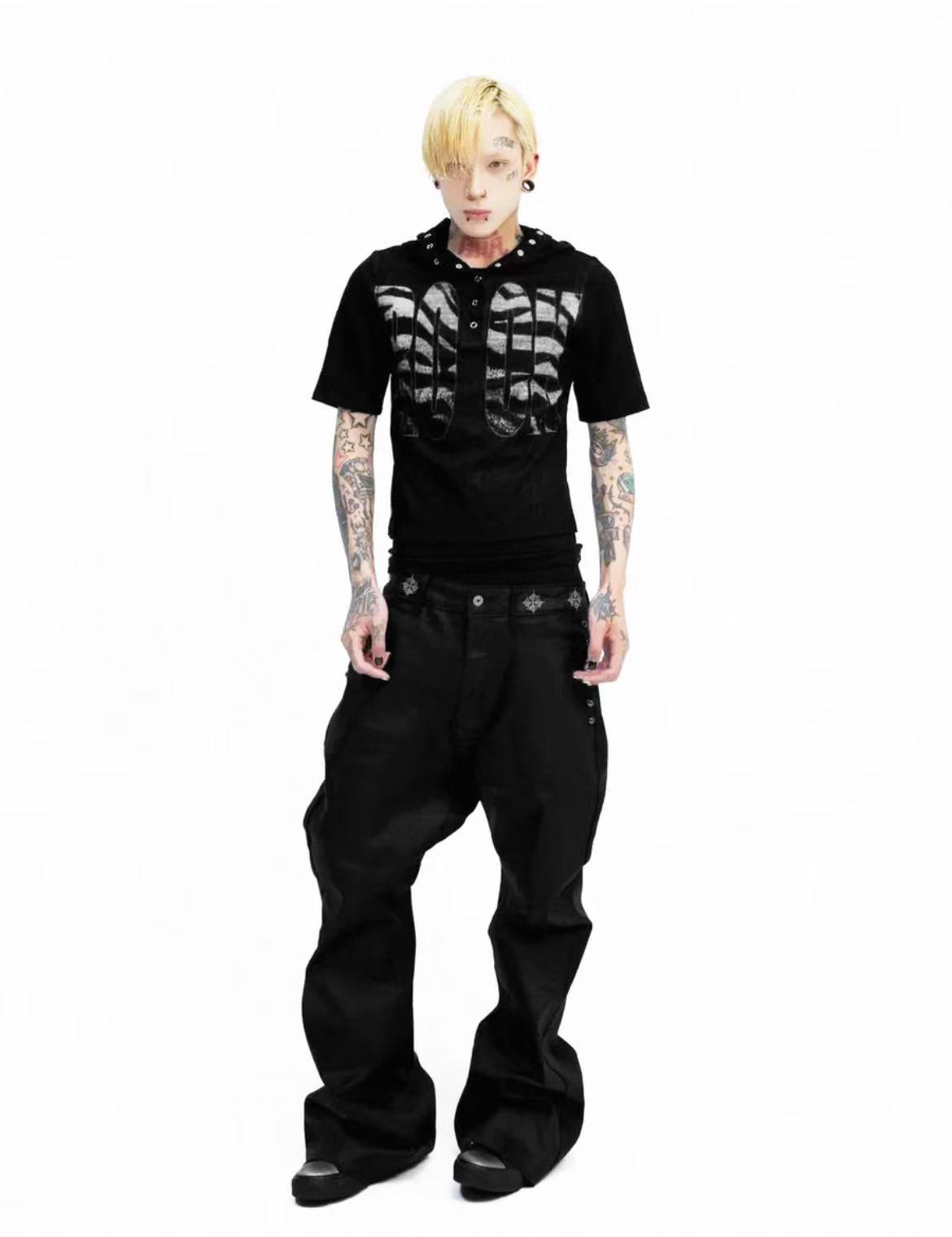 Detwonline Punk Hooded Short Sleeve Tee