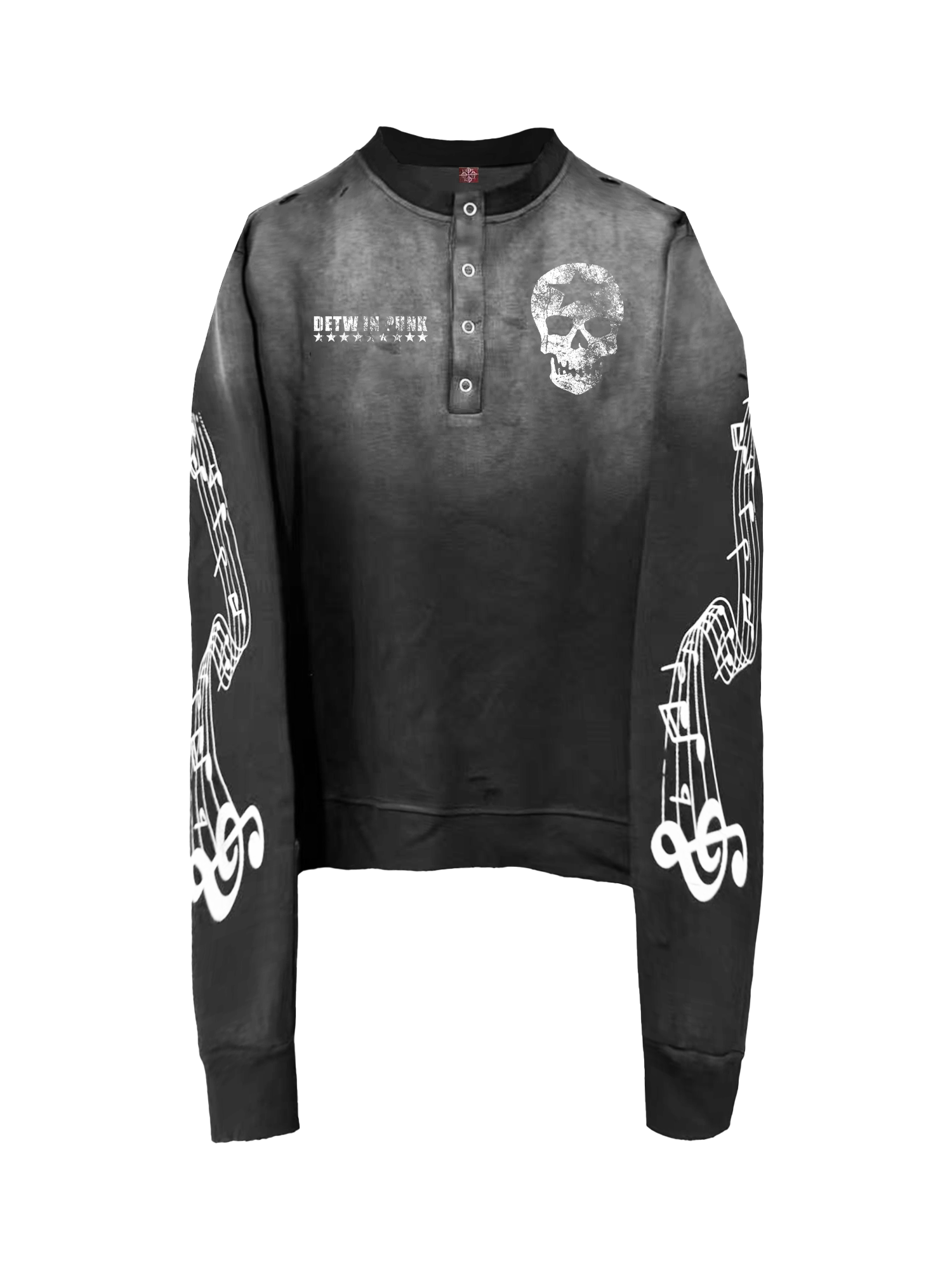 Music Note Skull Snap-Button Hoodie