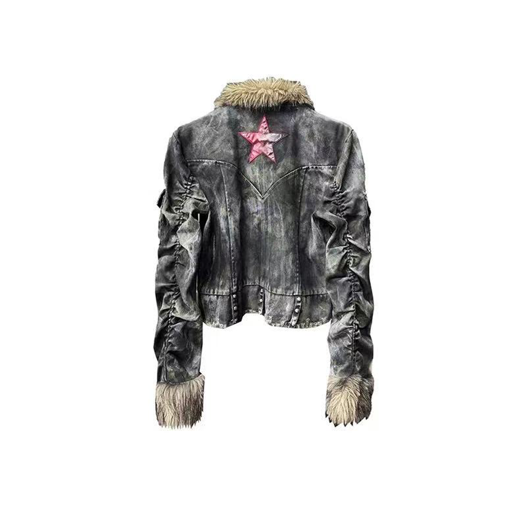 DETWONLINE™Rivet fur collar coat