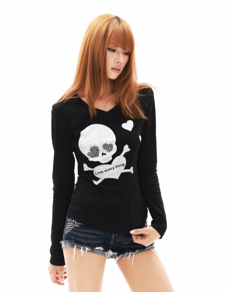 DETWONLINE™Black‑Women’s / Skull Hot‑Fix Rhinestone
