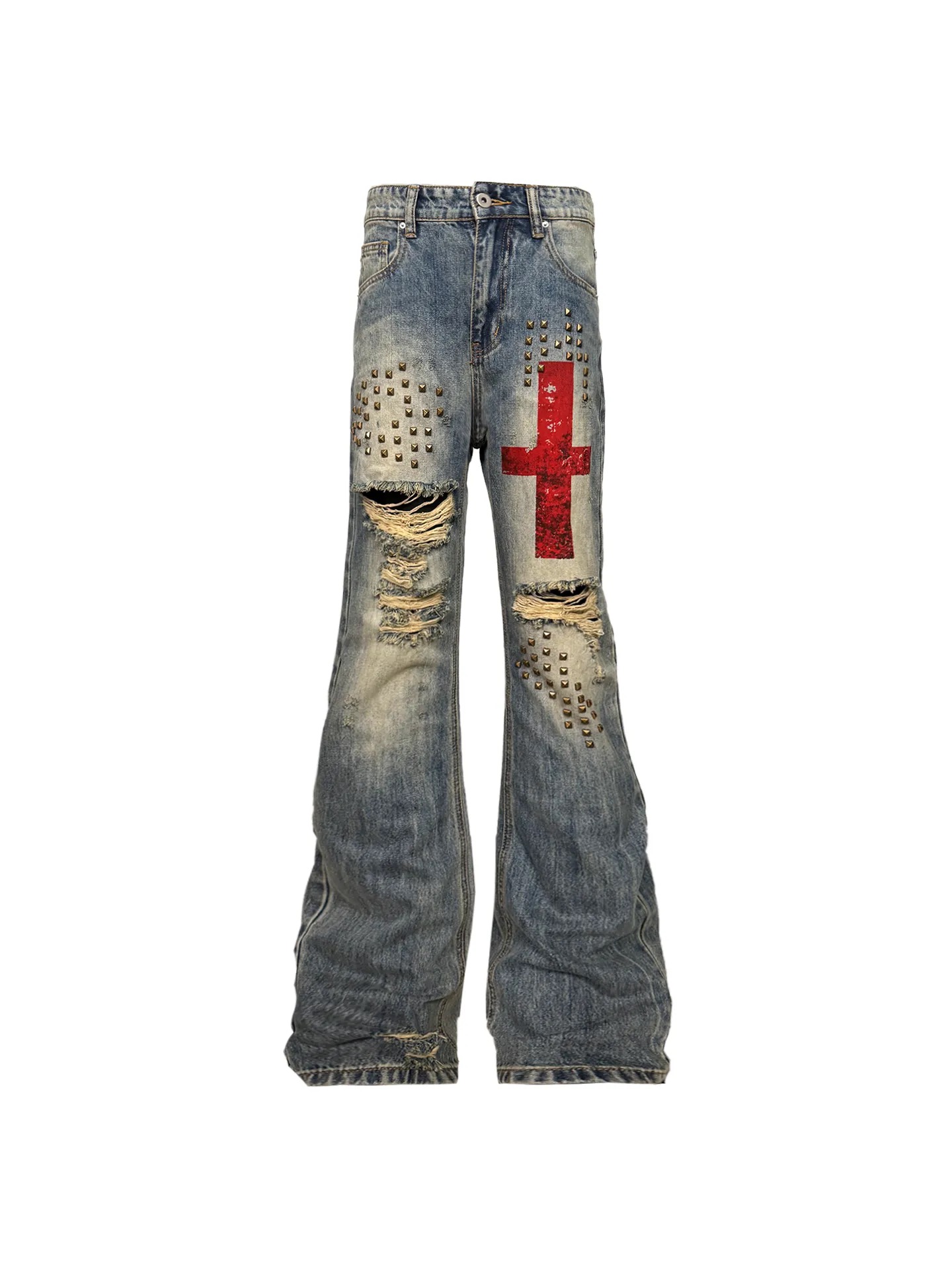 DETWONLINE™ "Cross‑Shaped Blood Stain"Jeans