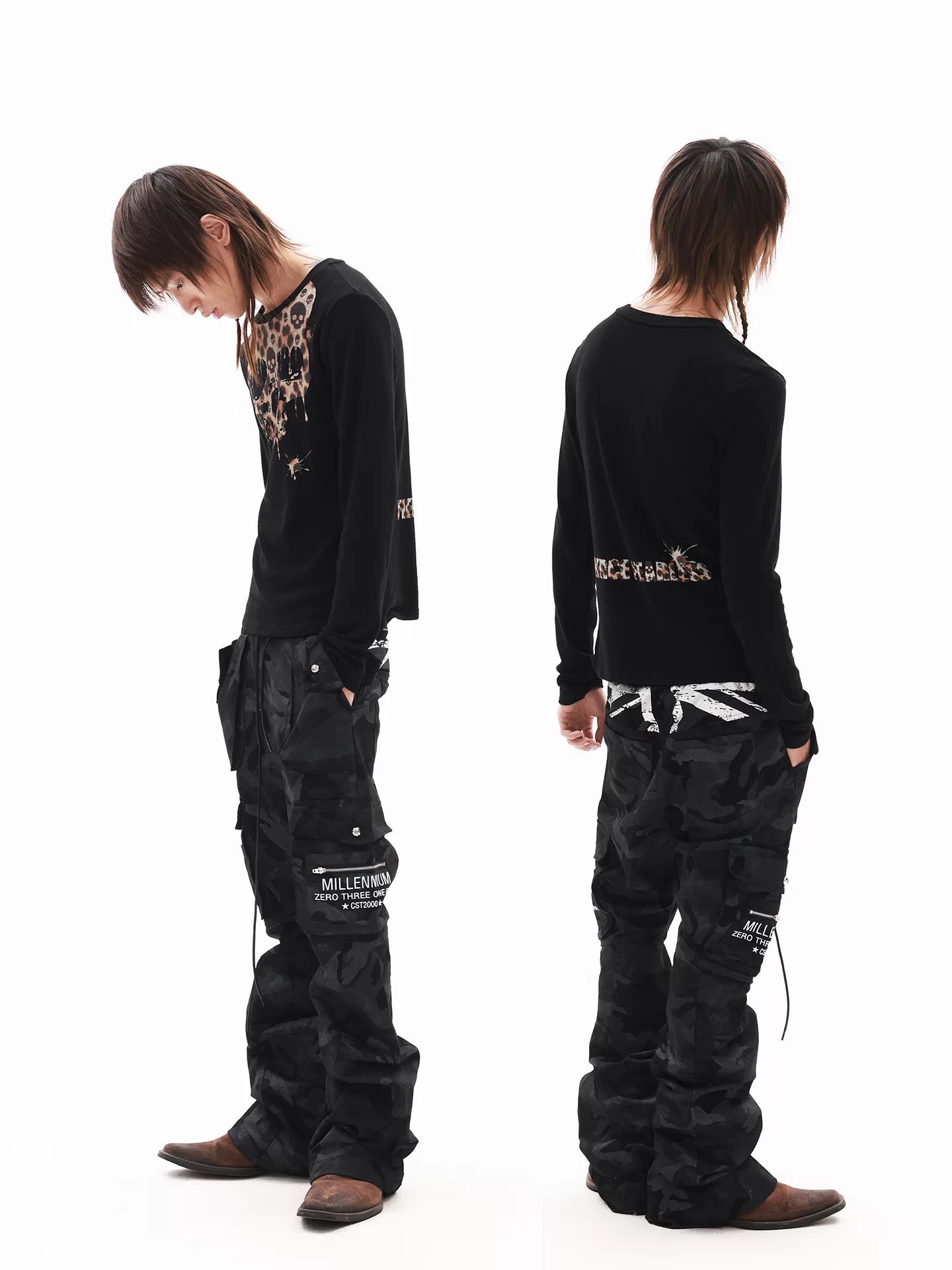 DETWONLINE™"Black‑White Camo"cargo pants