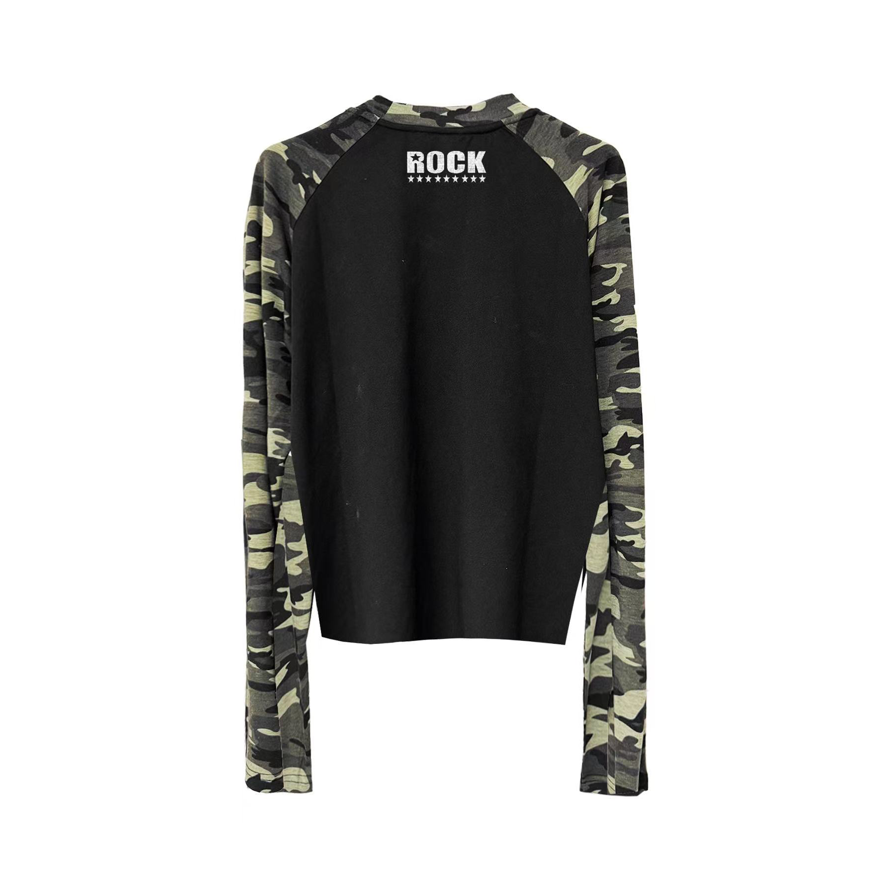 Skull Camouflage Raglan-Sleeve Top