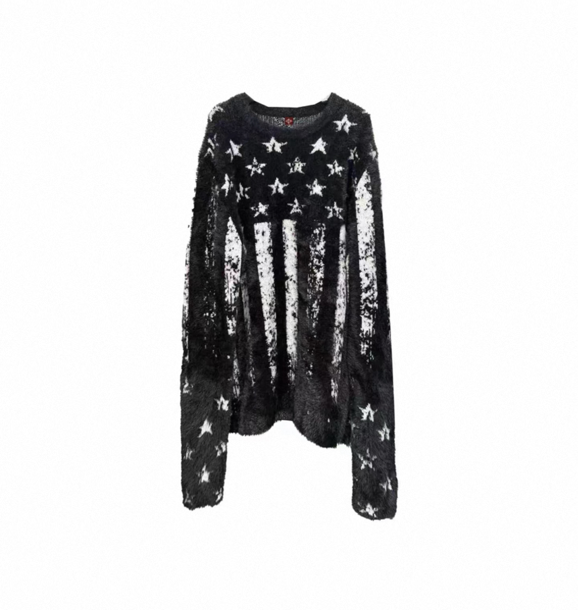 DETWONLINE™"Broken Star Flag"Crew Neck Sweater