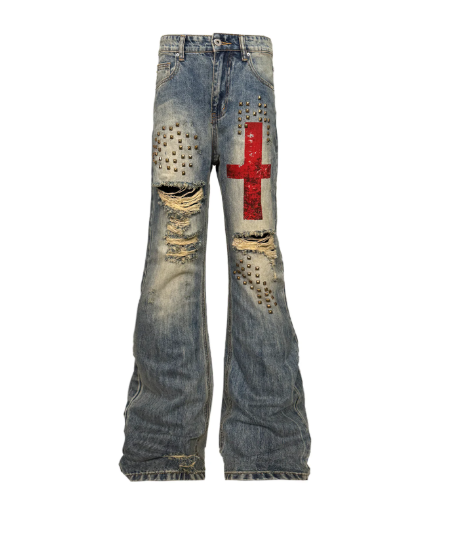 DETWONLINE™ "Cross‑Shaped Blood Stain"Jeans
