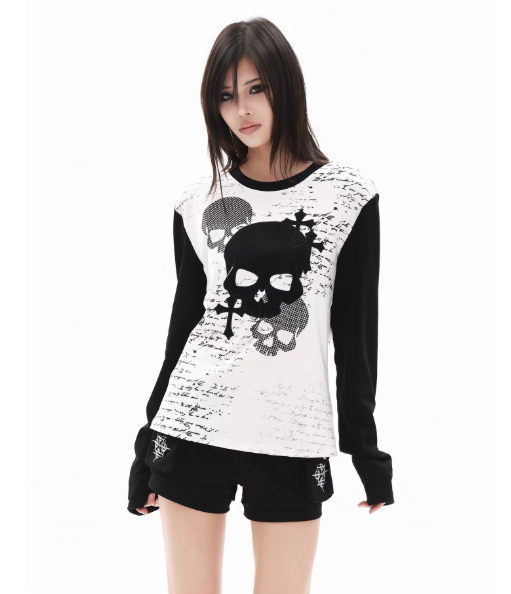 DETWONLINE™"Skull"Long‑Sleeve Tee