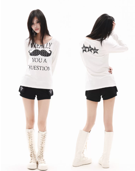 DETWONLINE™"Mustache"Long‑Sleeve Tee