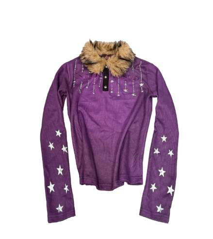DETWONLINE™"Washed‑Dip‑Dyed Purple"Long‑Sleeve Polo Shirt