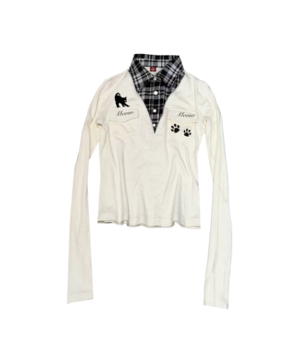 DETWONLINE™"Cat"Fake Two‑Piece Polo Shirt