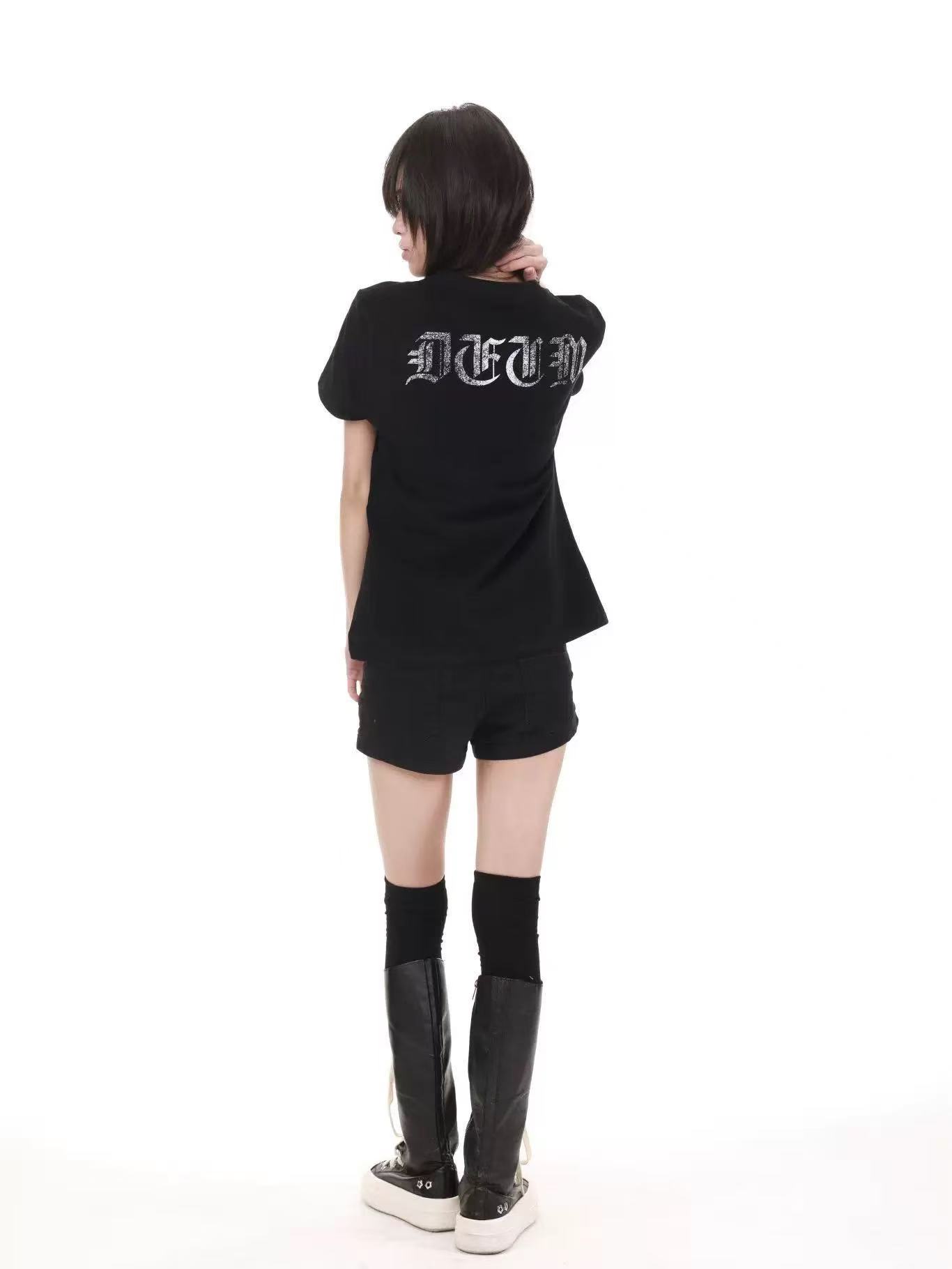 DETWONLINE™Y2K Leopard Print Union Jack Rhinestone Graphic Tee