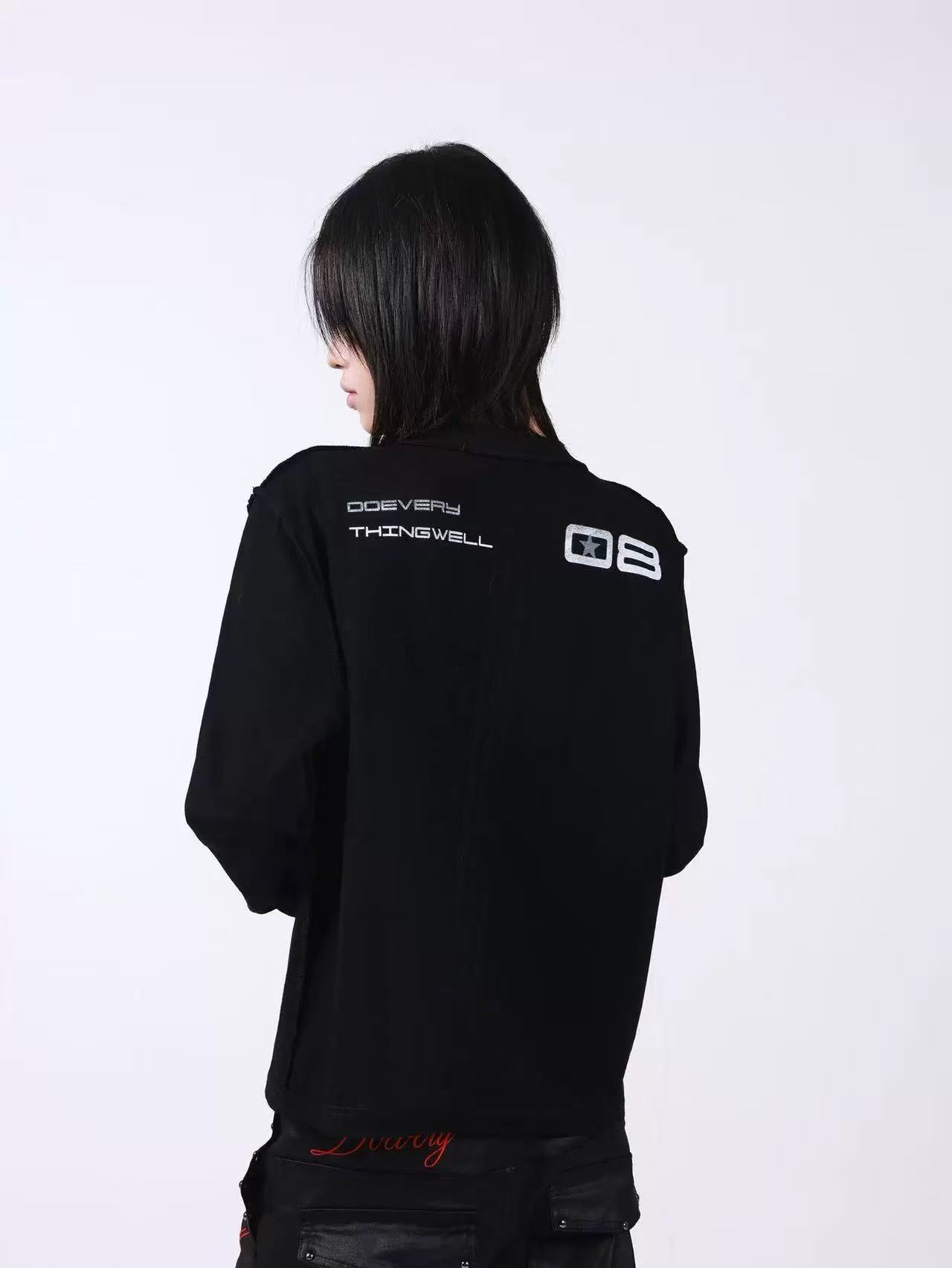 DETWONLINE™Red Star Slogan Shoulder Long Sleeve