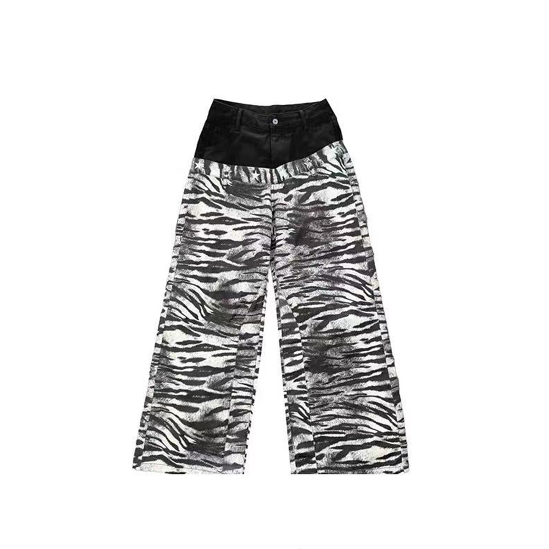 DETWONLINE™Double waist tiger-striped jeans