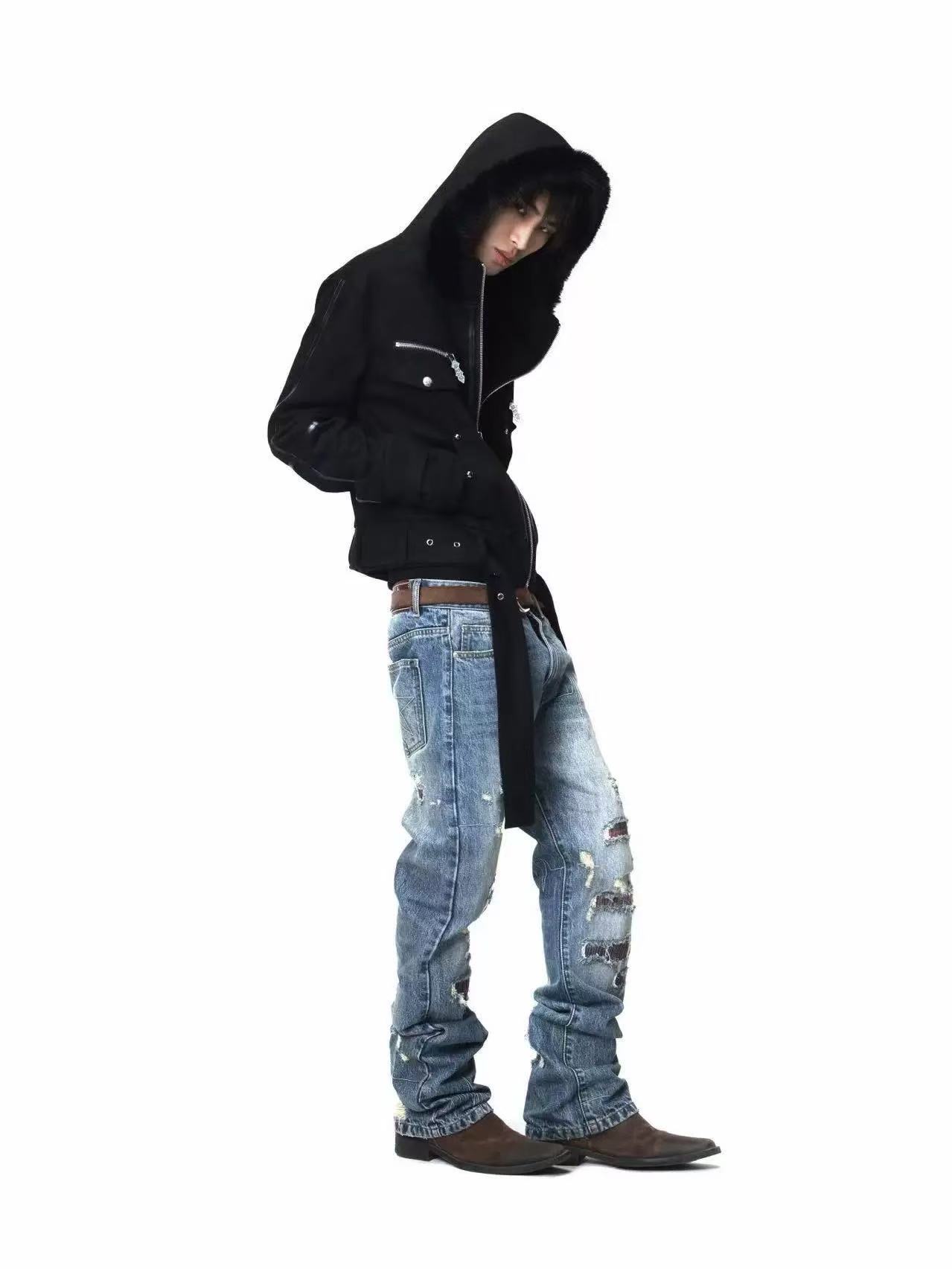 DETWONLINE™Red Check Ripped Jeans