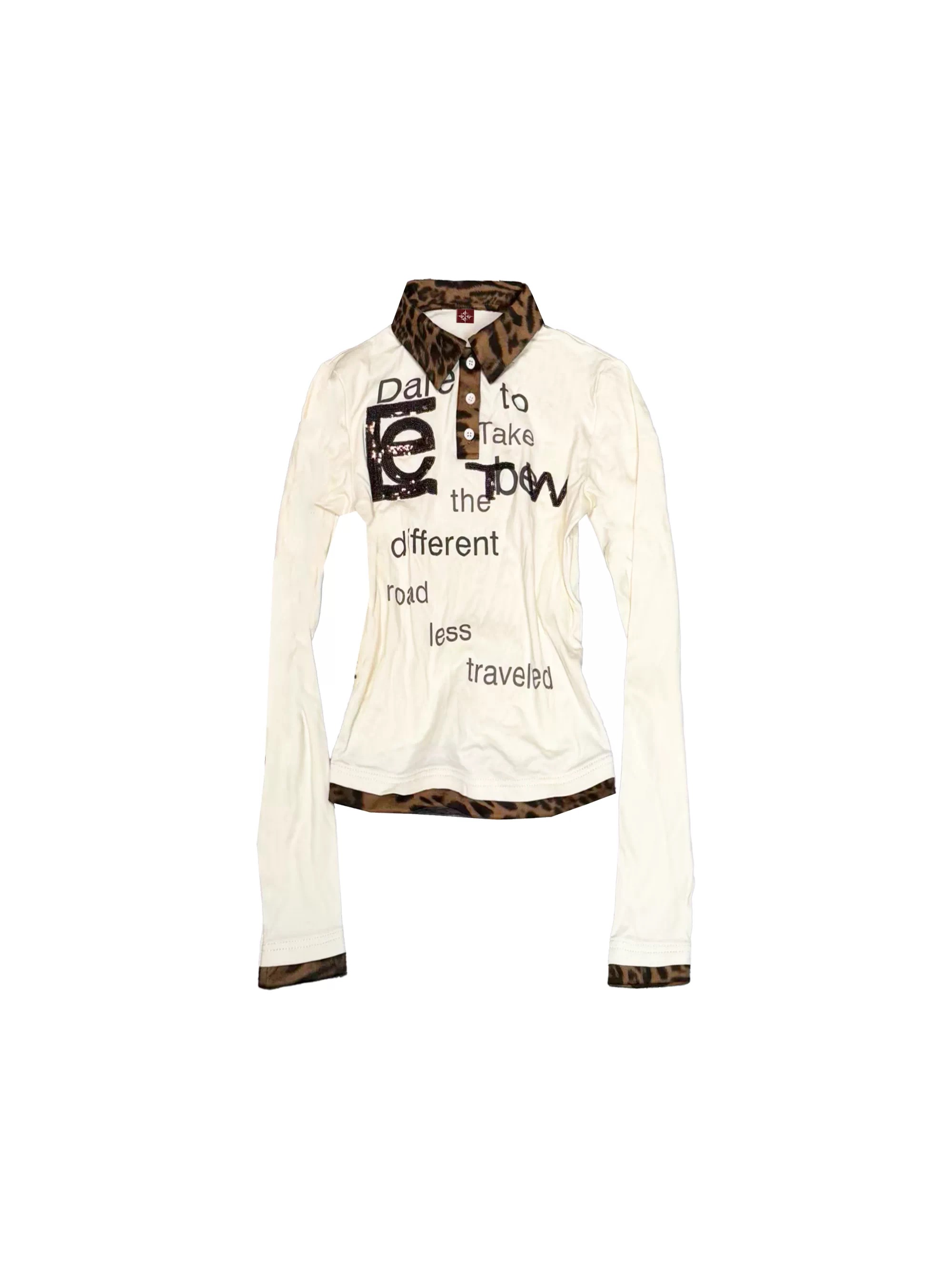 DETWONLINE™"Basic Slogan"Long‑Sleeve Polo Shirt