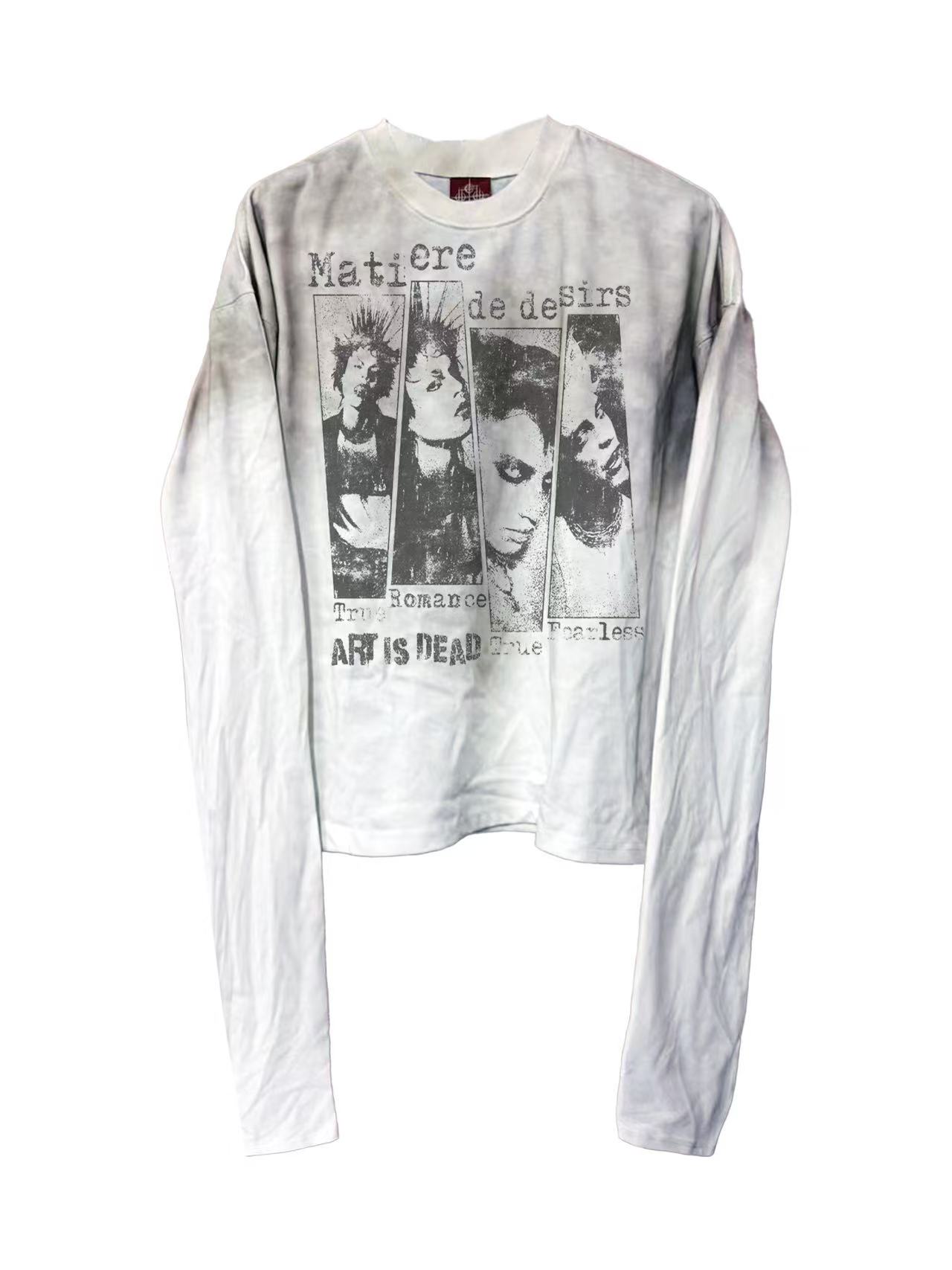 Washed and Aged Spray-Dirty Printed Long Sleeve