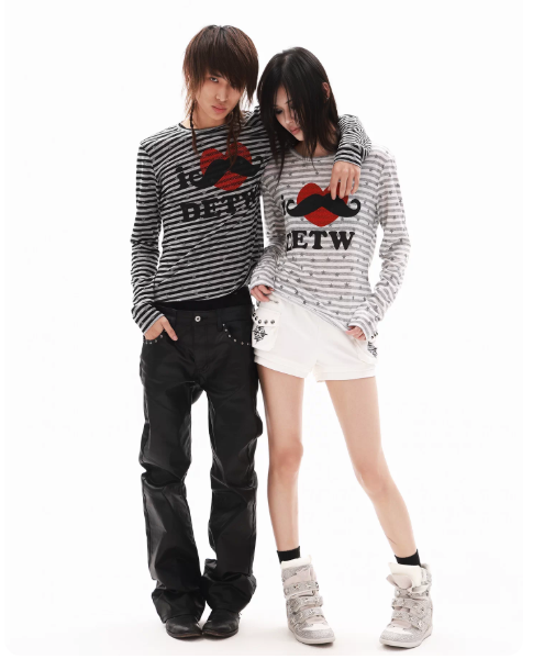 DETWONLINE™"I LOVE Mustache"Long‑Sleeve Tee