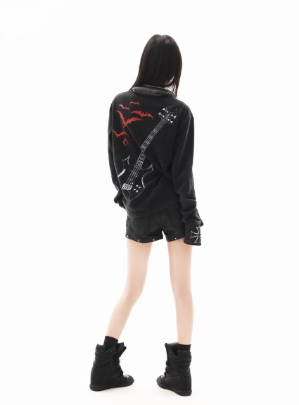 DETWONLINE™"PUNK" Skull‑War‑HorseLong‑Sleeve Polo Shirt