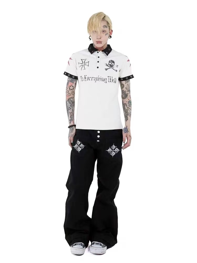 Detwonline punk fashion polo shirt